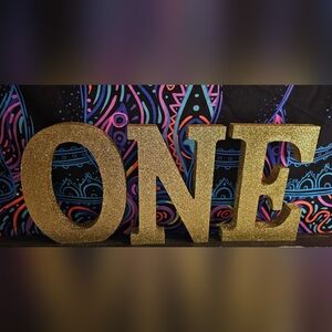 Gold Glitter ONE Sign Letters
